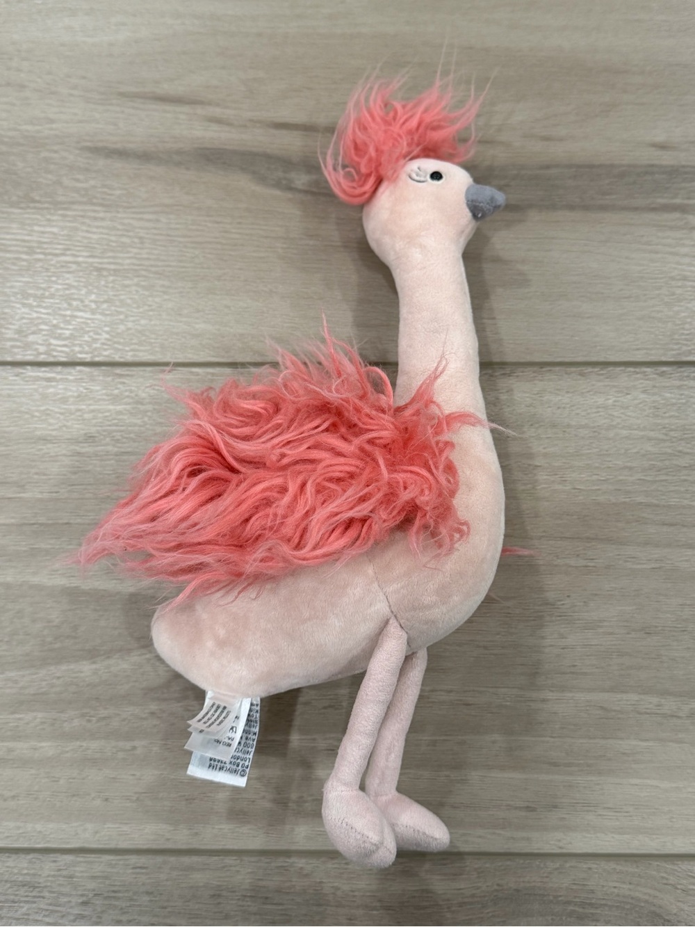 JellyCat Fou Fou Ostrich Pink Plush Stuffed Animal RETIRED 9.5” Tall Sitting